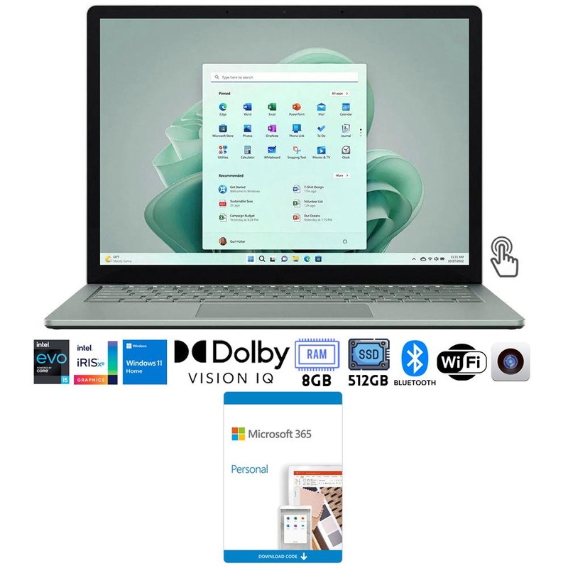 Microsoft Surface Laptop 5 13.5" Intel i5, 8GB/512GB Touch, Sage w/ MS 365 Personal