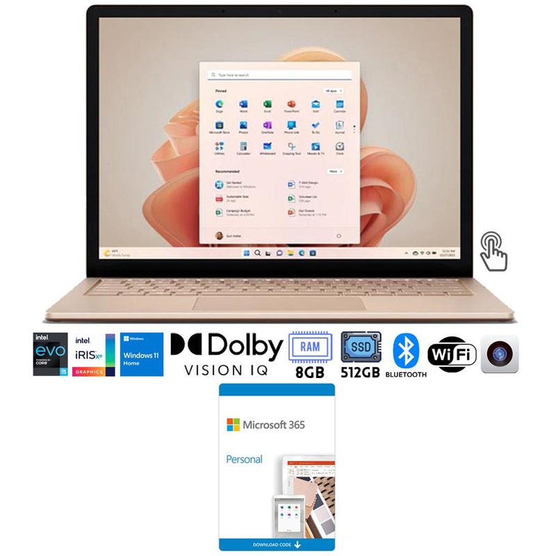 Microsoft Surface Laptop 5 13.5" Intel i5, 8GB/512GB Touch, Sandstone w/ MS 365 Personal