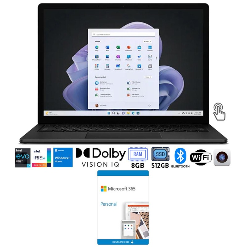 Microsoft Surface Laptop 5 15" Intel i7, 8GB/512GB Touch, Black w/ MS 365 Personal