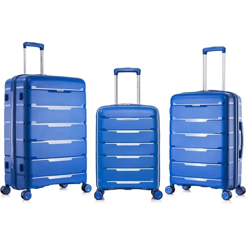 Rockland Pasadena 3 Piece Hardside Luggage Nested Spinner Set (19"/23"/27") Blue - F252