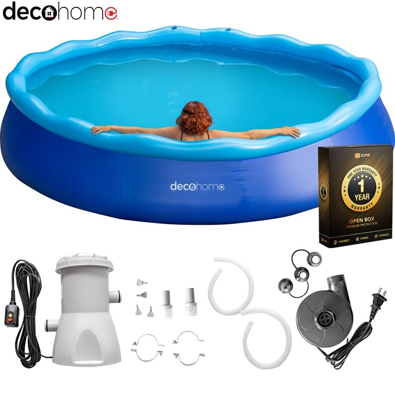 Deco Home 12FT x 30IN Inflatable Pool + Filter & Air Compressor Open Box + 1 Year Warranty