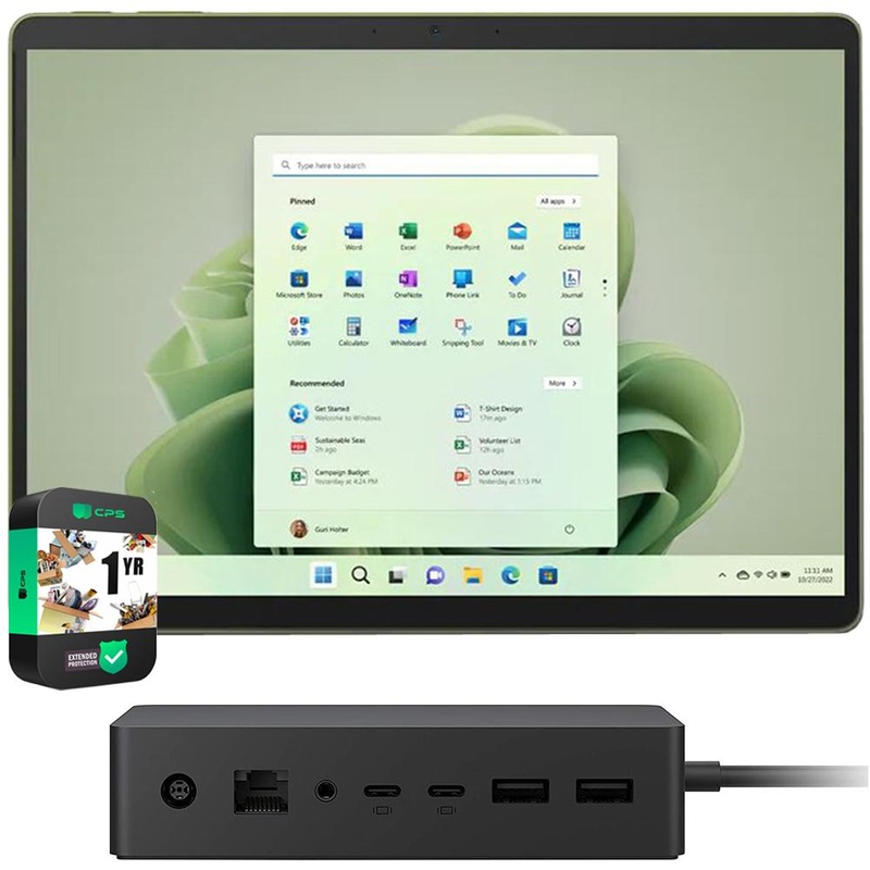 Microsoft Surface Pro 9 13" Tablet i5, 16/256GB, Forest +Surface Dock 2 +Extended Warranty