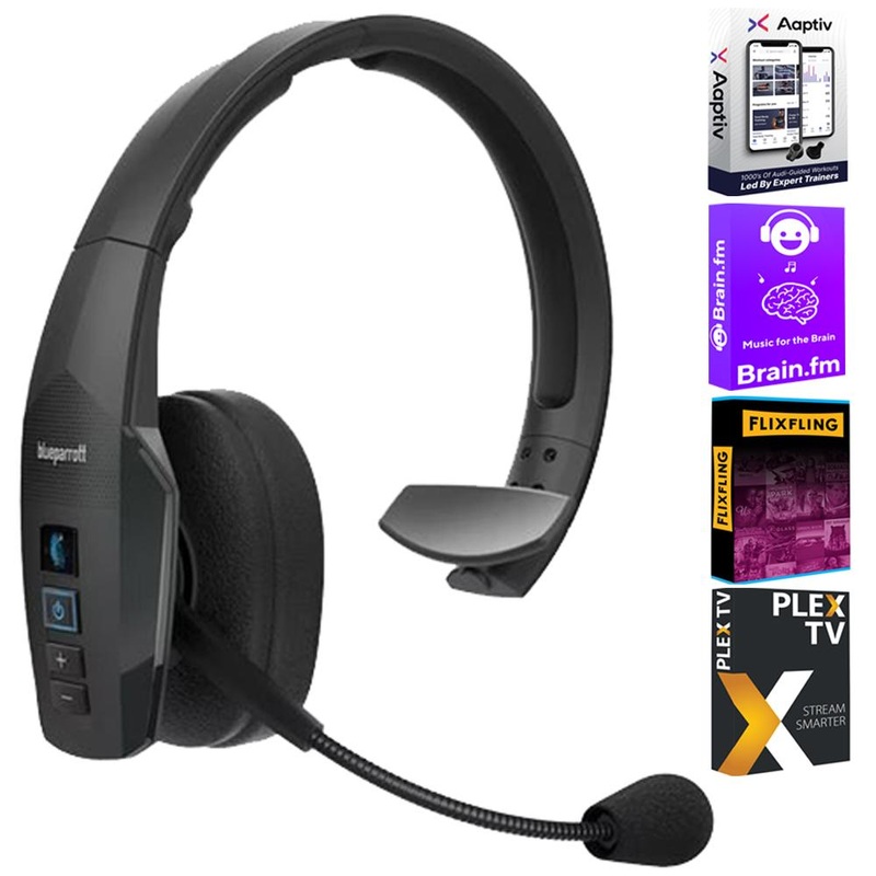 BlueParrott Wireless Bluetooth Mono Headset with Audio Essentials Bundle
