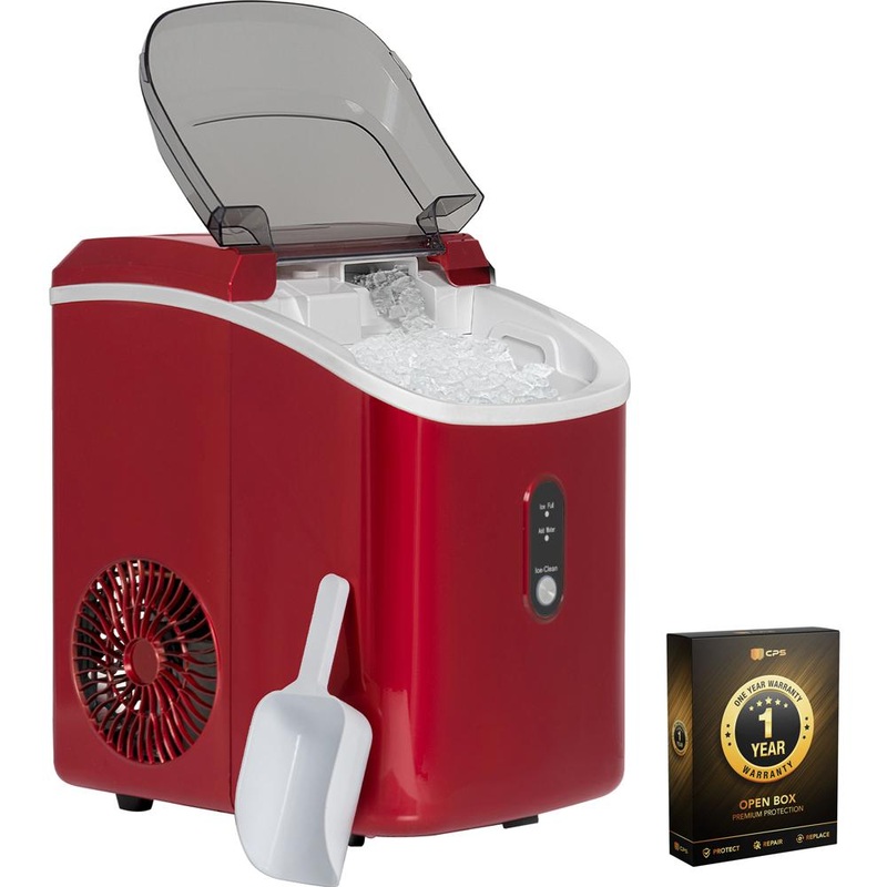 Deco Chef 33LB Nugget Ice Maker, Self-Cleaning, Red Stainless (Open Box) + 1 Year Warranty