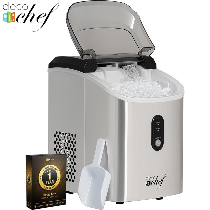 Deco Chef 33LB Nugget Ice Maker Self-Cleaning Steel Open Box + 1 Year Warranty