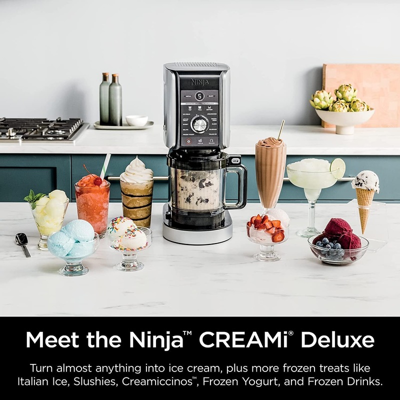 Ninja CREAMi Deluxe 11-in-1 XL Ice Cream Maker, Aqua (NC551) - Refurbished