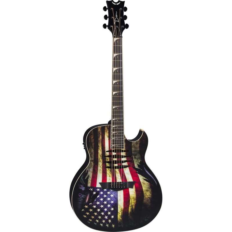 Dean Mako Valor Acoustic Electric Guitar w/ USA War Torn Flag Image