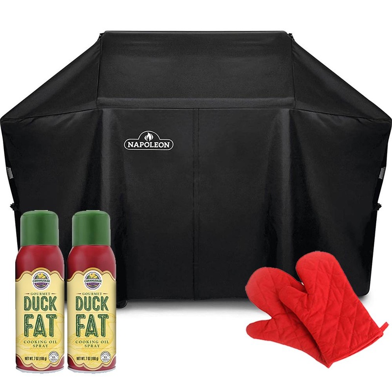 Napoleon PRO 665 Outdoor Grill Cover Black + Oven Mitt & Duck Fat Spray 2 Pack