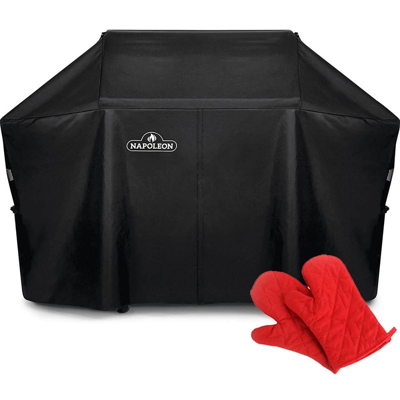 Napoleon PRO 665 Outdoor Grill Cover Black with Heat Resistant Oven Mitt