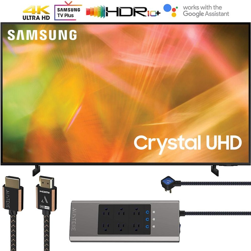Samsung UN50AU8000 50" UHD 4K Crystal UHD Smart LED TV 2021 with HDMI Bundle