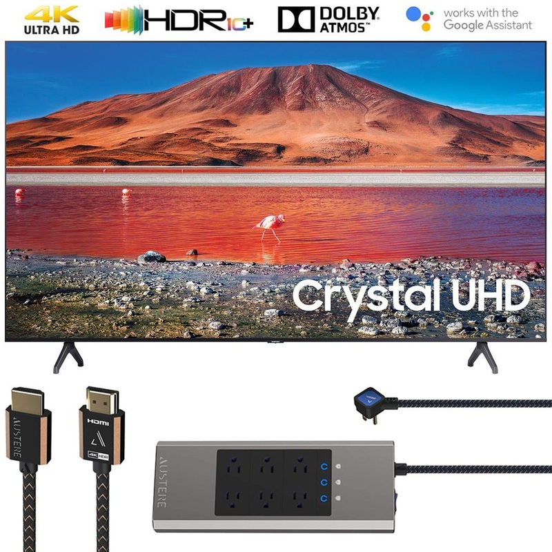 Samsung UN70TU7000 70" 4K Ultra HD Smart LED TV 2020 with HDMI Bundle