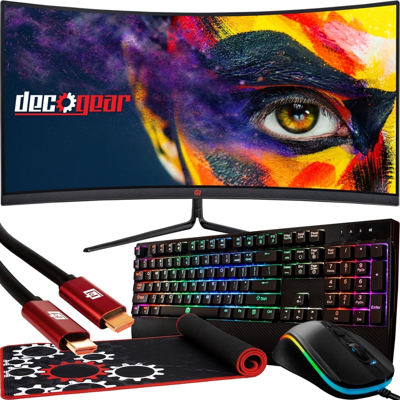 Deco Gear 30" Curved Gaming Monitor, 2560x1080, 200Hz, 1ms MPRT, Level One Bundle