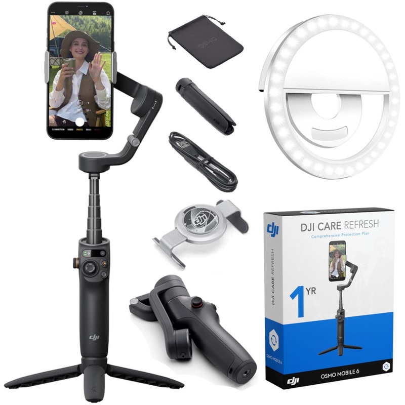 DJI Osmo Mobile 6 Smartphone Gimbal Stabilizer Bundle with 1-YR DJI Care