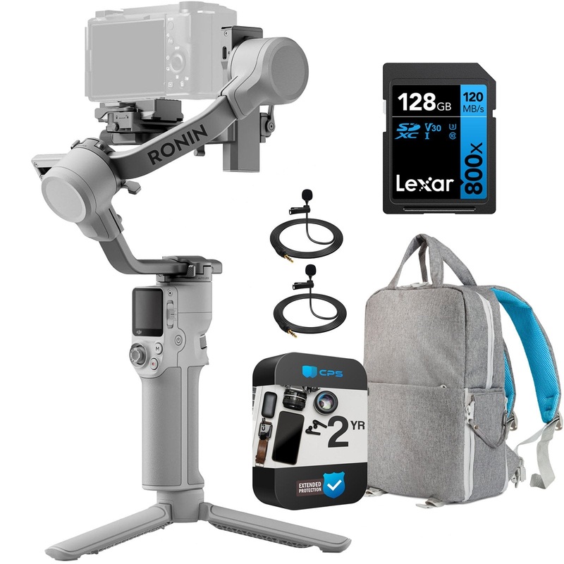 DJI RS 4 Mini Gimbal Stabilizer for Camera with 128GB Card, 2Y Warranty, Bag, 2 Mic