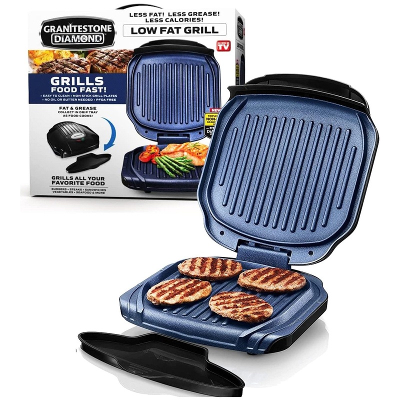 Granitestone Low Fat Multipurpose Sandwich Grill with Nonstick Copper Coating Blue