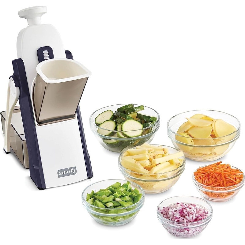 Dash Slice Mandoline, Dicer for Vegetables with Thickness Adjuster - Eggplant/Navy