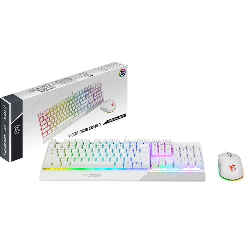 MSI Vigor GK30 Gaming Keyboard & GM11 Gaming Mouse in White - VigorGK30CW