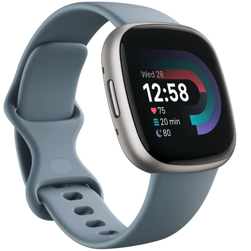 Fitbit Versa 4 Fitness Smartwatch with GPS, 24/7 Heart Rate - Waterfall Blue/Platinum