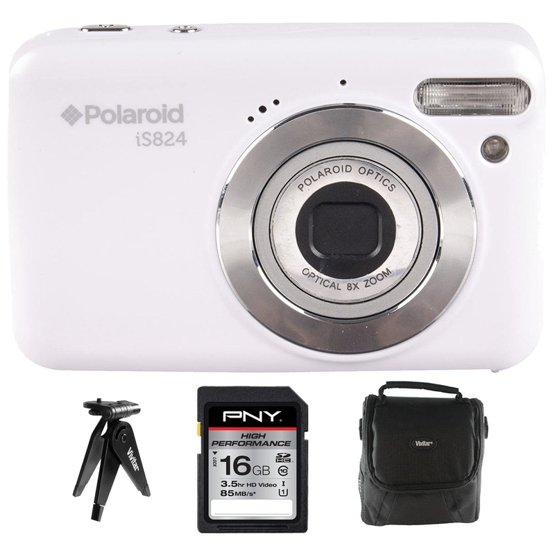 Vivitar Polaroid 16MP 8x Optical Zoom Digital Camera - White (IS824-WHT)