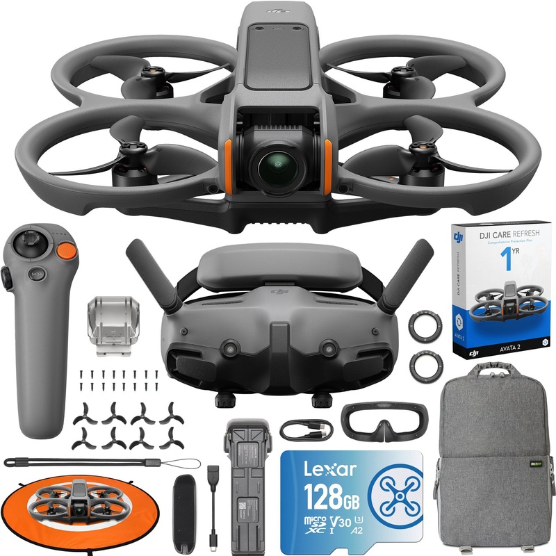 DJI Avata 2 FPV Drone 4K Fly More Combo (1 Battery) + DJI Care Refresh Bundle