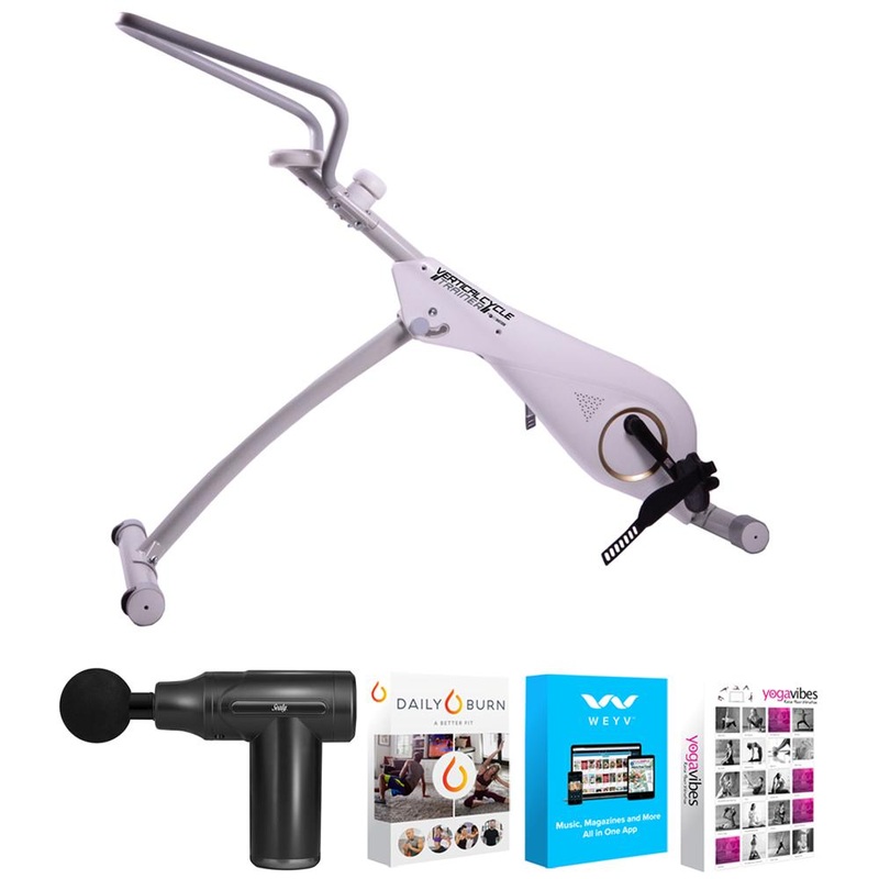 FITNATION VSPN01-WH Vertical Cycle Trainer, White + Massage Gun Bundle