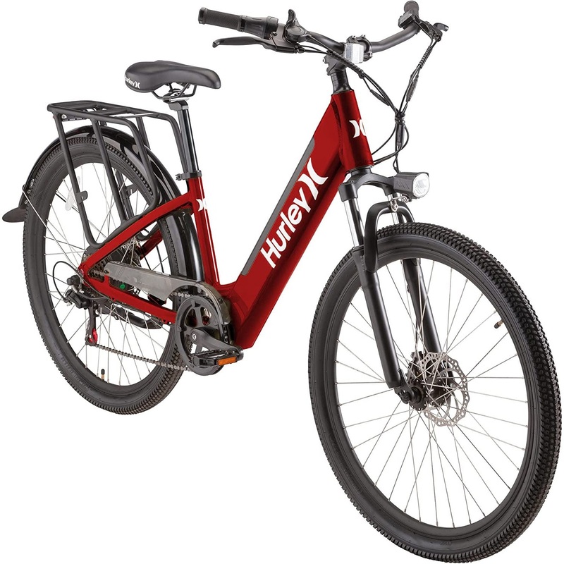 Hurley Pizza Bike 16" Electric Bike, 7-Speed, Rear Rack, Chili Red (HE-20-RD-16)