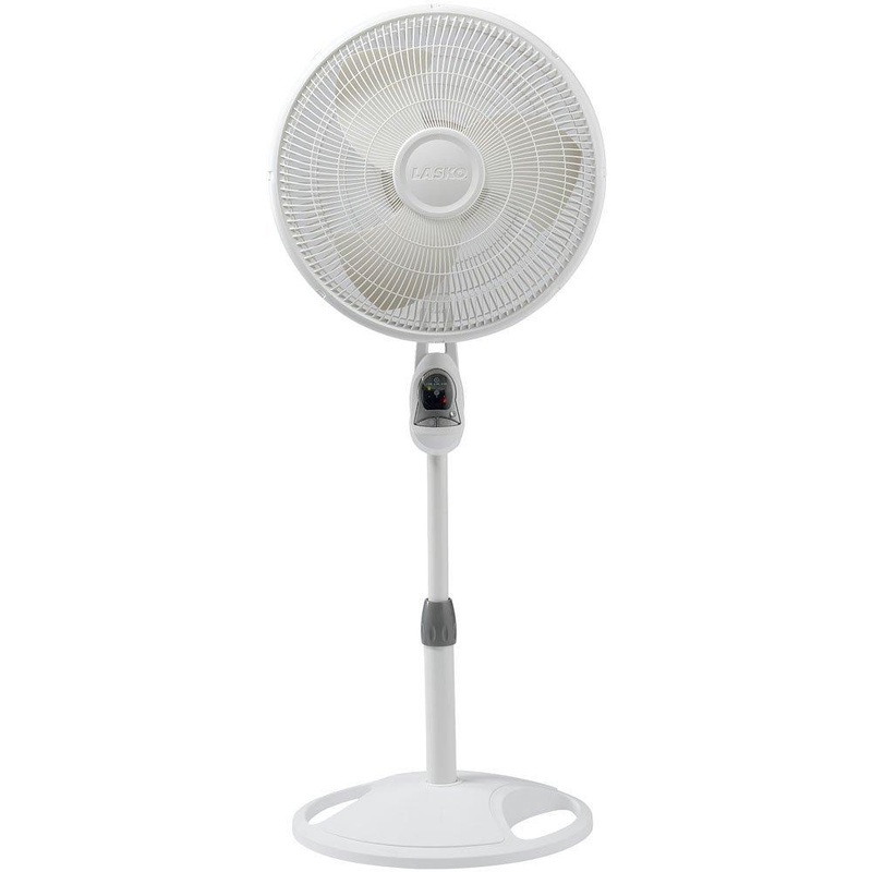 Lasko 16" Remote Control Oscillating Stand Fan with Built-In Timer-White (1646)
