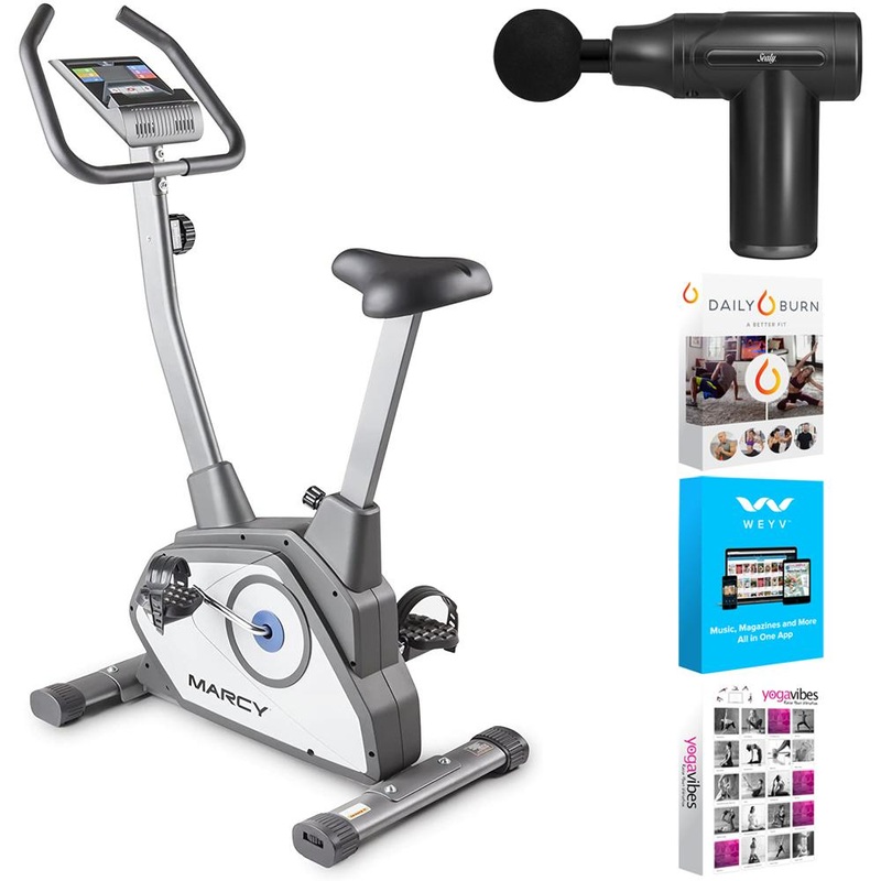 Marcy NS-40504U Magnetic Resistance Upright Excercise Bike + Massage Gun Bundle