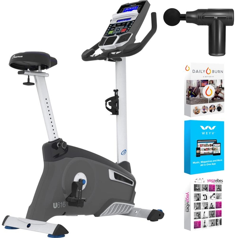 Nautilus U616 Upright Bike Bluetooth Connectivity + Massage Gun Bundle