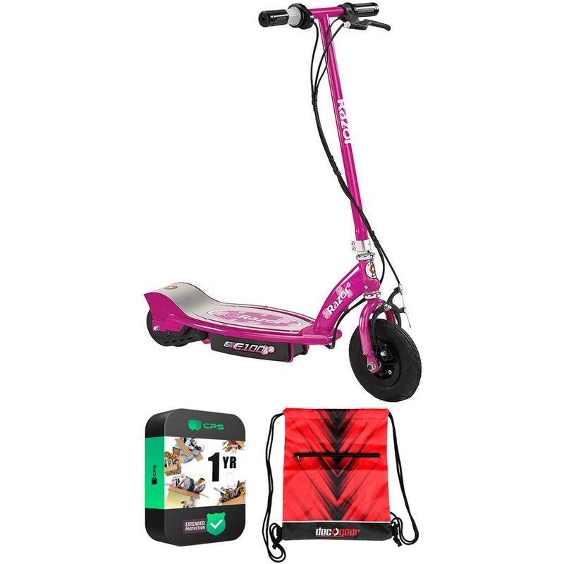 Razor 13111263 E100 Electric Scooter, Sweet Pea with Warranty Bundle