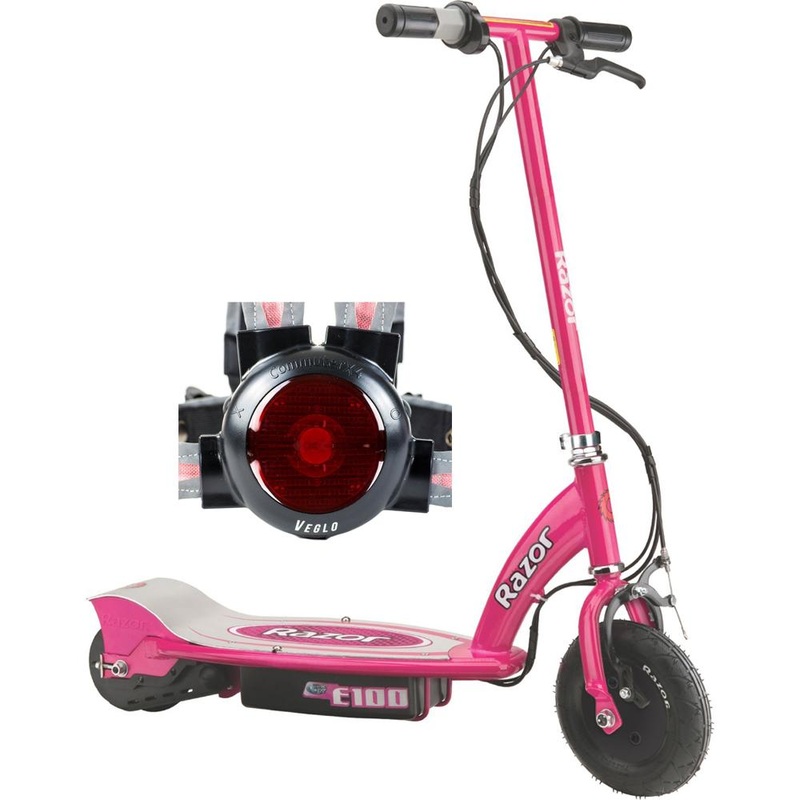 Razor E100 Electric Scooter Pink with Wearable Rear Light System