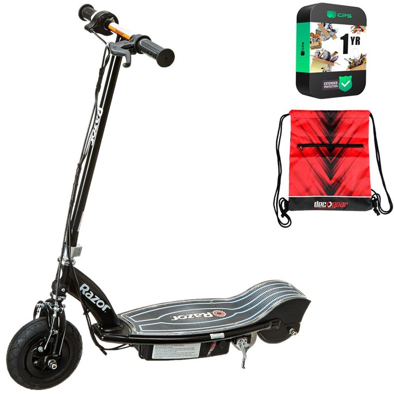Razor E100 Glow Electric Scooter - Black + Extended Warranty and Deco Bag