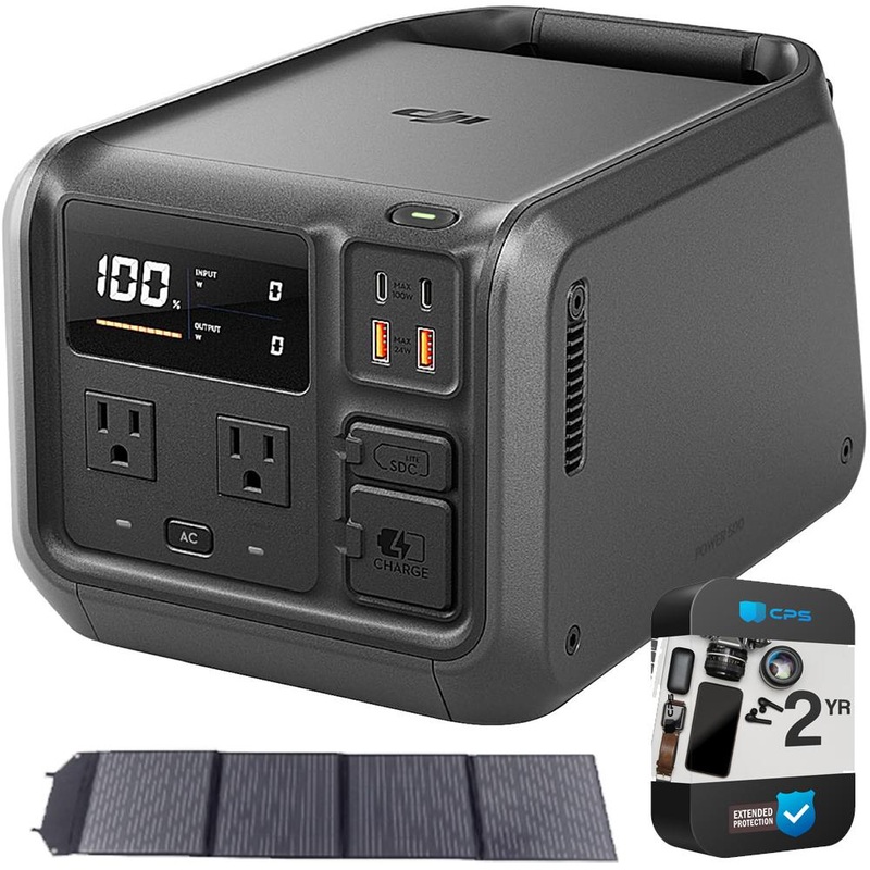DJI Power 500 Portable Power Station with Portable Solar Panel & 2 Year Warranty