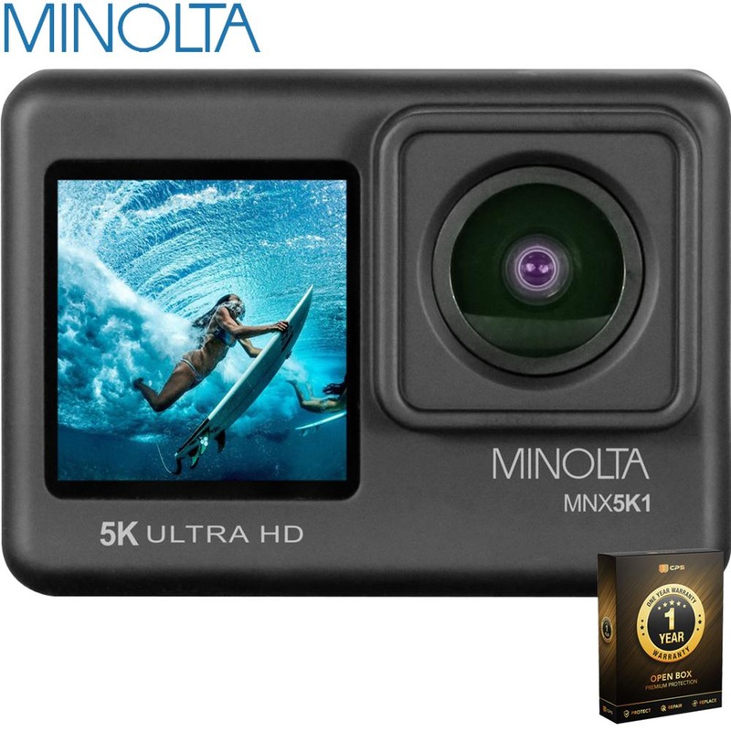 Minolta 5K Ultra HD 24 MP Action Camcorder Kit w/ WiFi MNX5K1 Open Box + 1 Year Warranty