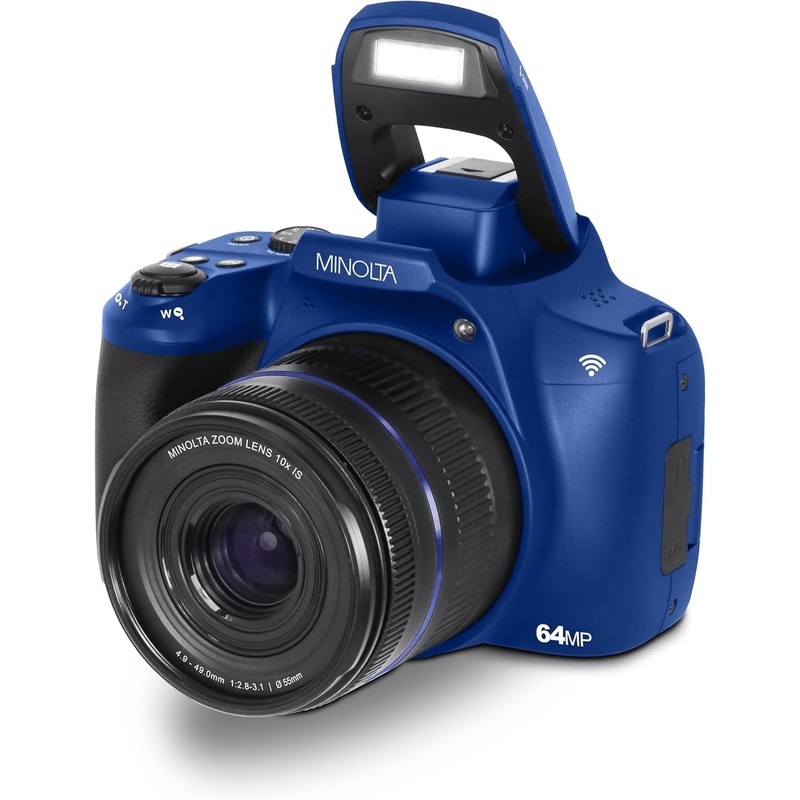 Minolta 64MP Auto Focus Digital Camera 10x Optical Zoom, 4K Ultra HD Video (Blue)