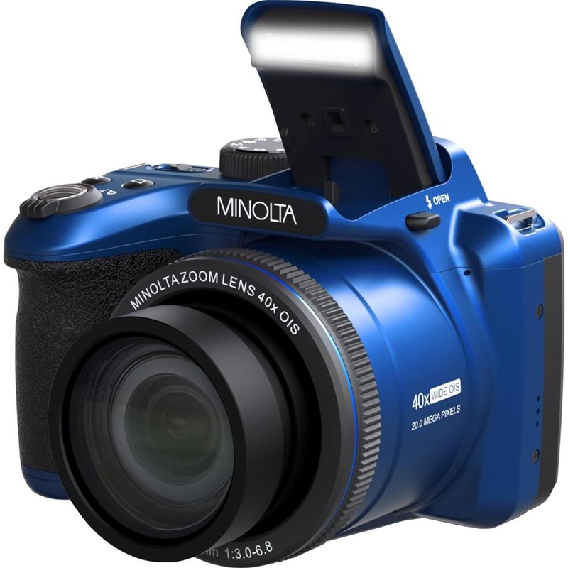 Minolta MN40Z 20 MP / 1080P FHD Bridge Camera w/40x Optical Zoom (Blue) - Open Box