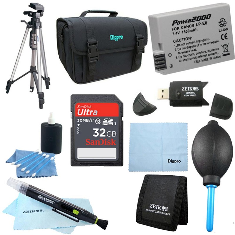 Special Fully Loaded Value 32 GB Card & LP-E8  Kit for Canon Rebel T5I,T4i, T3i & T2i
