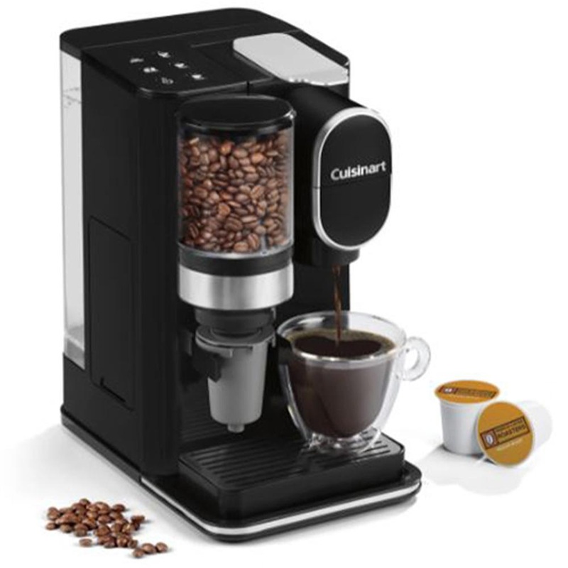 Cuisinart Single Serve Coffee Maker & Coffee Grinder, Black, Factory Refurbished