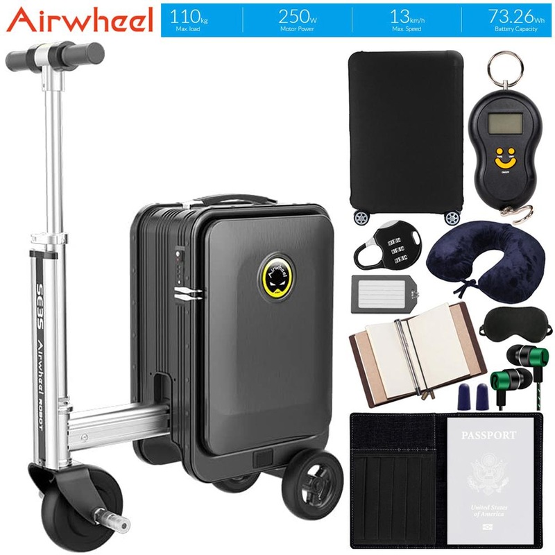 Airwheel SE3S Smart Rideable Suitcase Electric Luggage Scooter + Deco Accessory Kit