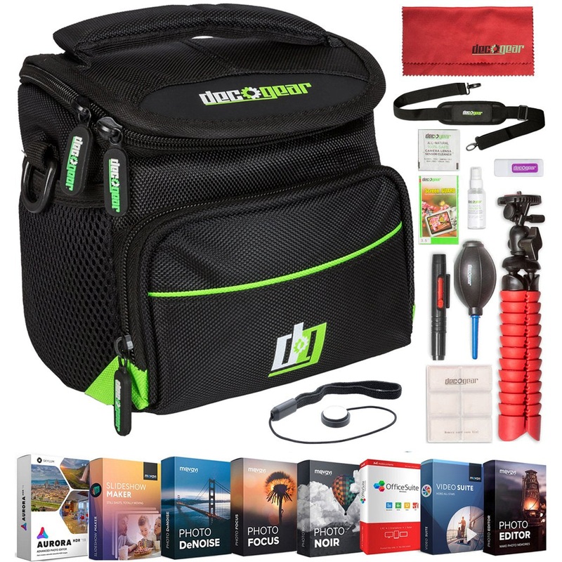 Deco Gear DSLR Mirrorless Camera Bag +Software Editing Bundle+Tripod & Bonus Accessory Kit