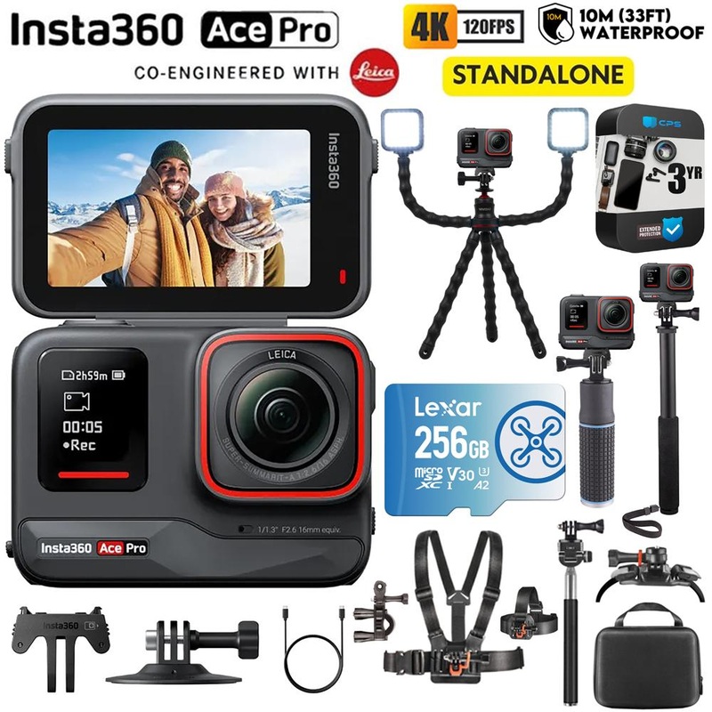 Insta360 Ace Pro Standalone 4K120fps, Waterproof w/ Vlogging Accessories Bundle
