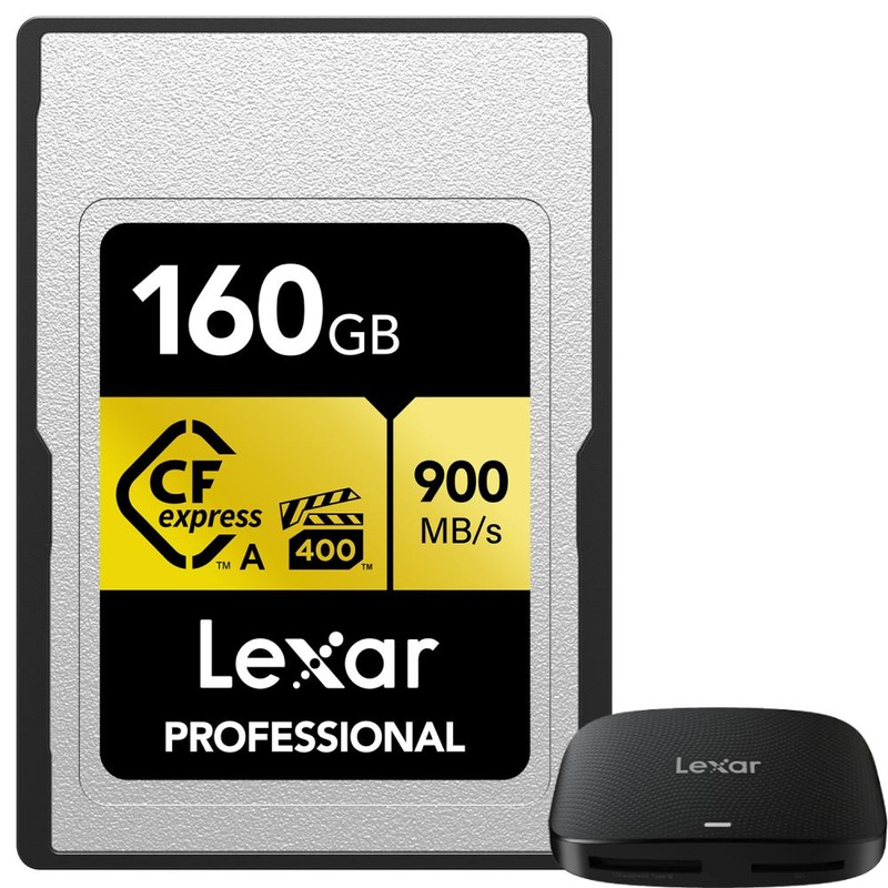 Lexar 160GB CFexpress Type A Pro Gold R900/W800 Memory Card + Card Reader