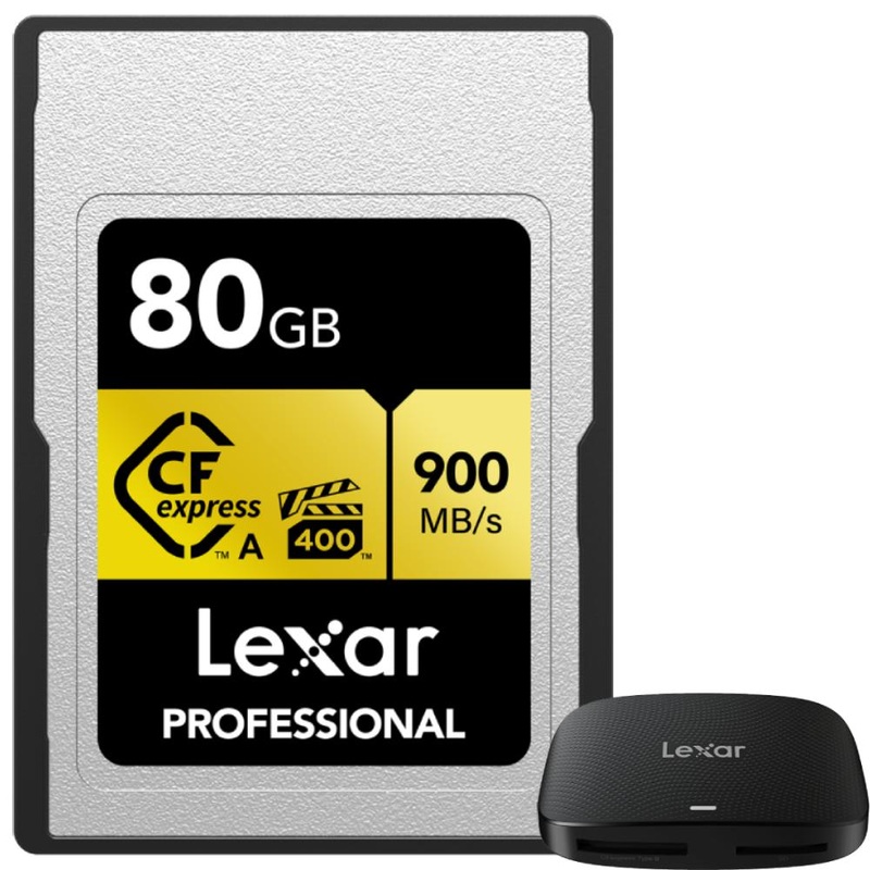 Lexar 80GB CFexpress Type A Pro Gold R900/W800 Memory Card + Card Reader