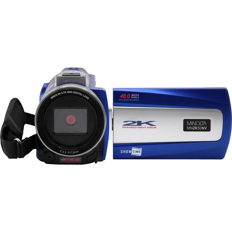 Minolta MN2K50NV 2.7K Quad HD / 48 MP IR Night Vision Camcorder (Blue) - Open Box