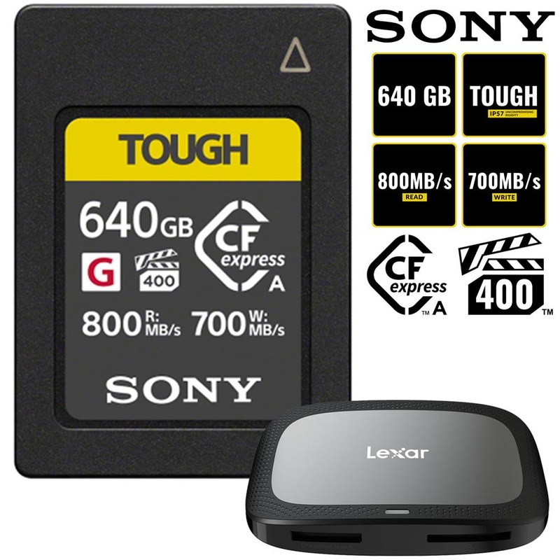 Sony CEA-G640T CFexpress Type A Memory Card, 640GB w/ Lexar CFexpress Reader