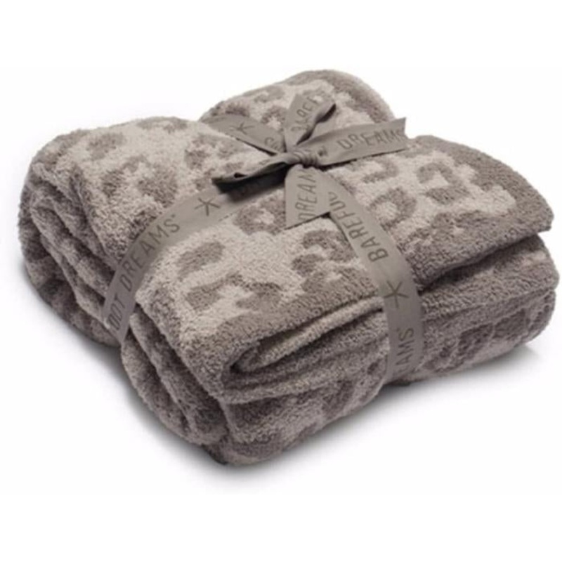 Barefoot Dreams CozyChic Safari 72"L x 54"W Throw Blanket, Warm Gray Leopard