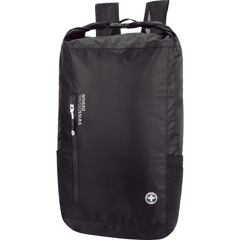 Swissdigital SD1594-01 Goose Lightweight Water Resistant Foldable Backpack, Black
