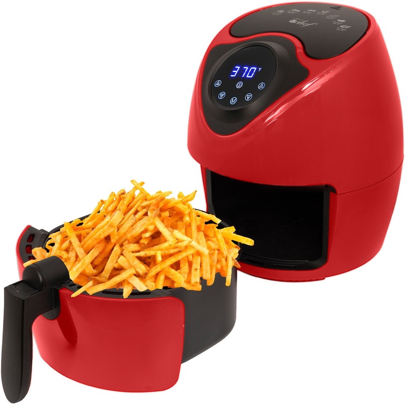 Deco Chef 3.7QT Electric Oil-Free Digital Air Fryer for Healthy Frying, Red - Refurbished