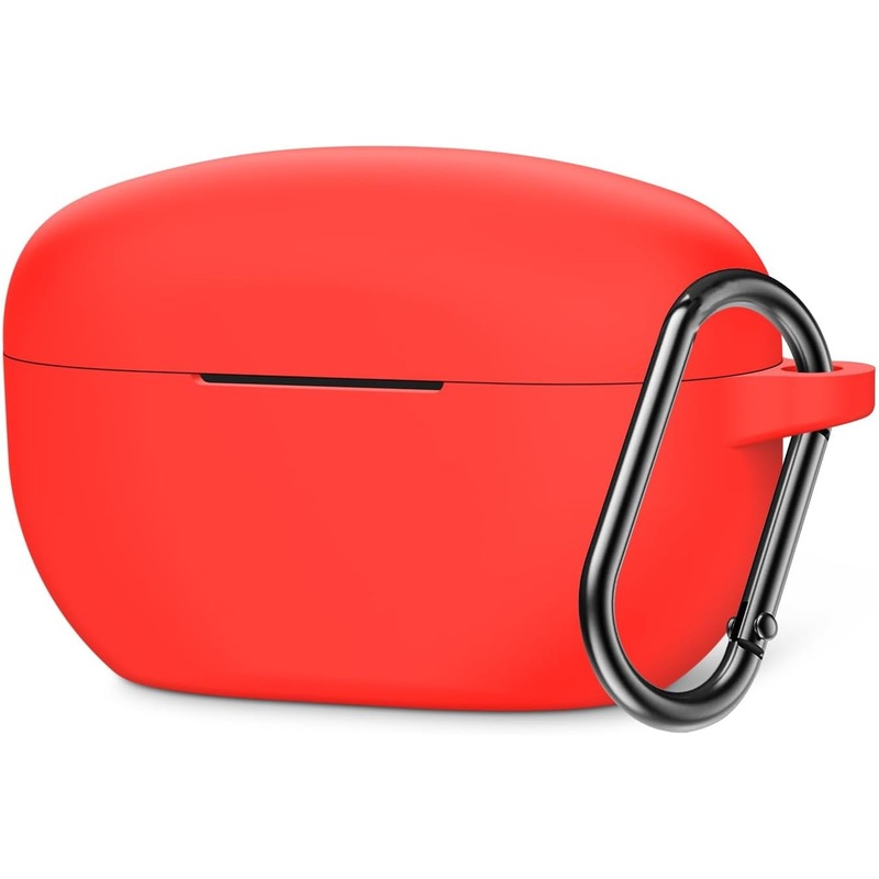 Deco Essentials Silicone Case for 2023 Sony WF1000XM5 with Carabiner - Red Cover Durable