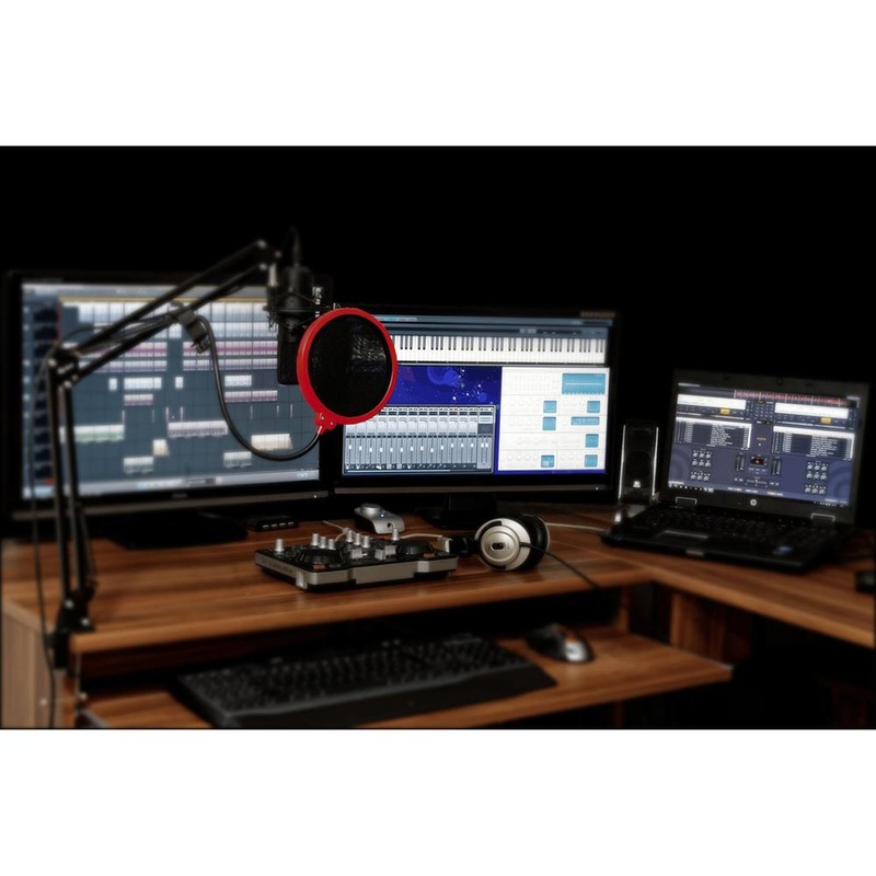 Deco Gear Universal Pop Filter Microphone Wind Screen with Goose Neck Mic Stand Clip